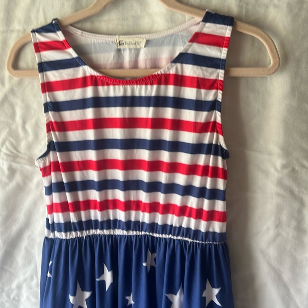 American flag long dress 53” total length with pockets
